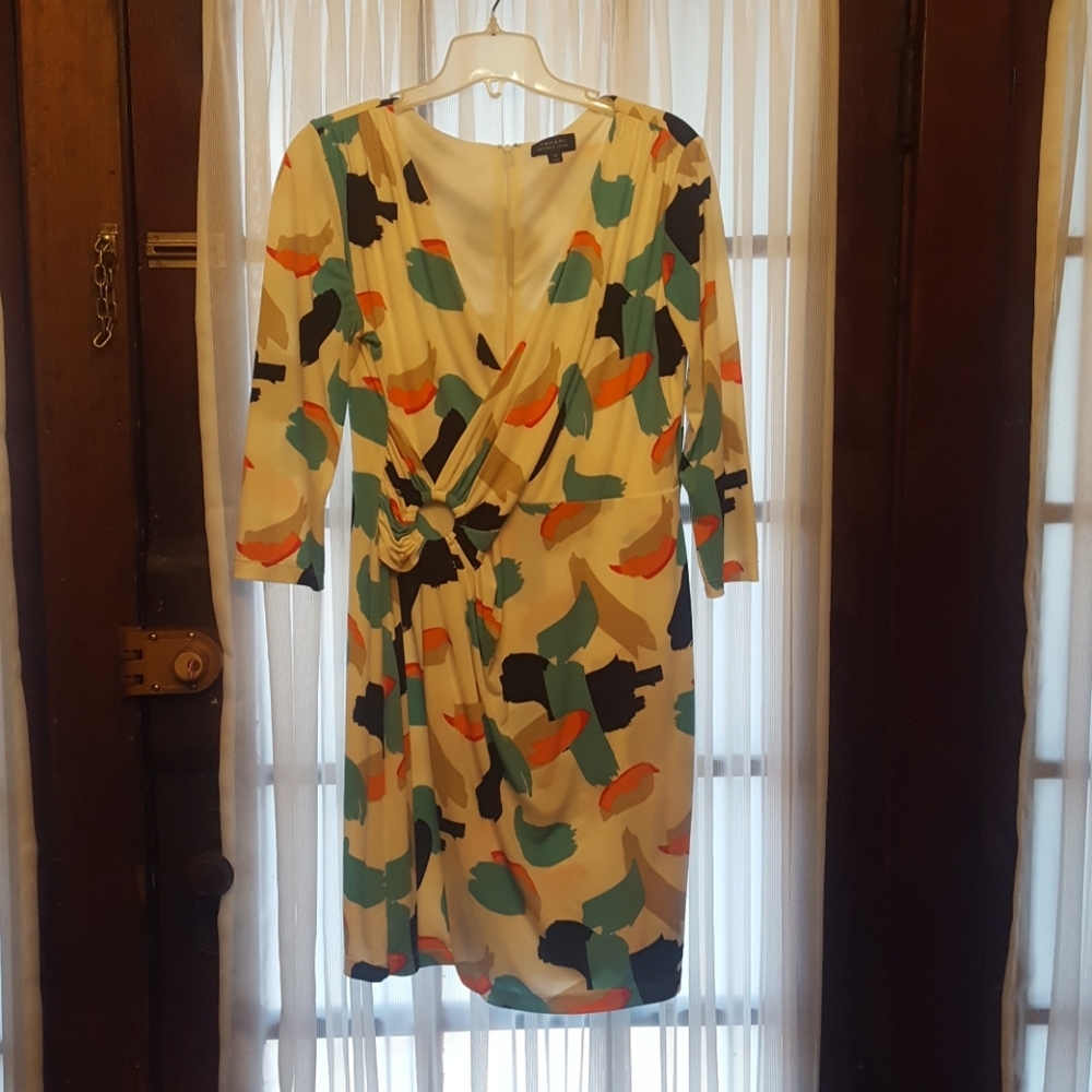 Tahari Faux Wrap Dress 3/4 Length Sleeve